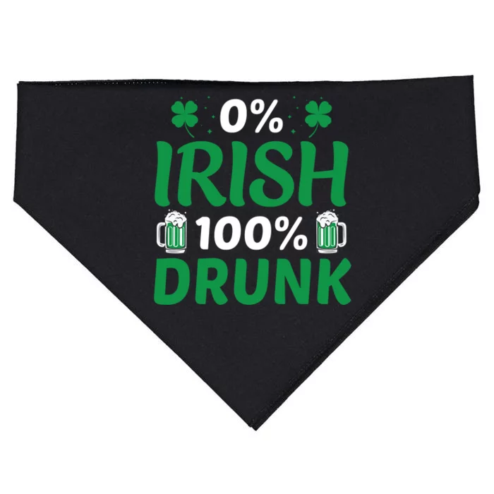 0 Irish 100 Percent Drunk Funny St Pattys Day USA-Made Doggie Bandana