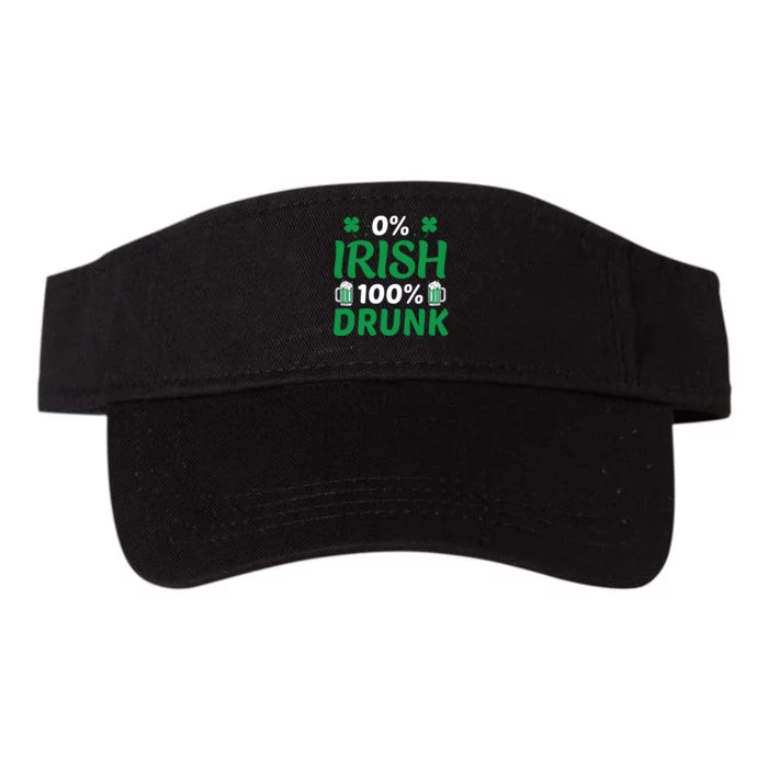 0 Irish 100 Percent Drunk Funny St Pattys Day Valucap Bio-Washed Visor