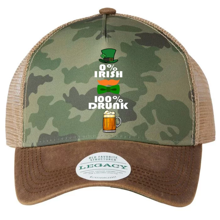 0 Percent Irish 100 Percent Drunk Irish Hipster Legacy Tie Dye Trucker Hat