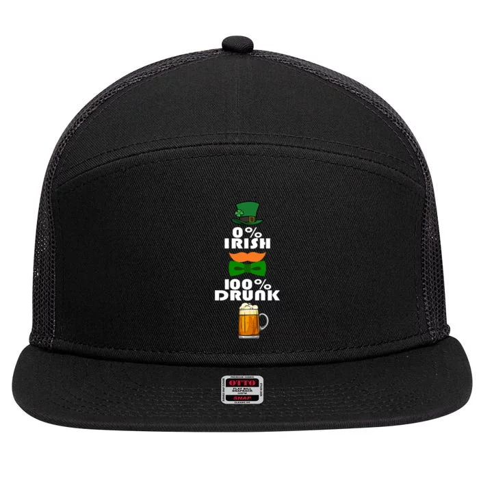 0 Percent Irish 100 Percent Drunk Irish Hipster 7 Panel Mesh Trucker Snapback Hat