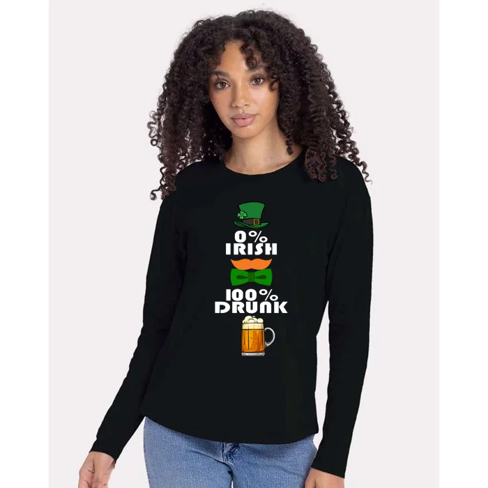 0 Percent Irish 100 Percent Drunk Irish Hipster Womens Cotton Relaxed Long Sleeve T-Shirt