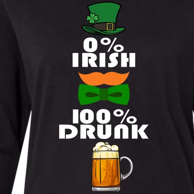 0 Percent Irish 100 Percent Drunk Irish Hipster Womens Cotton Relaxed Long Sleeve T-Shirt