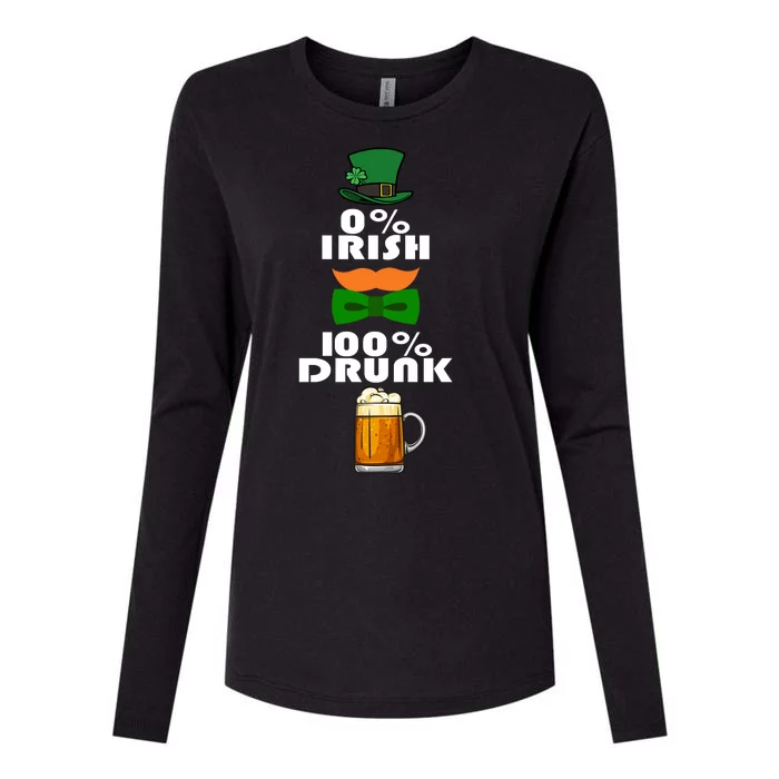 0 Percent Irish 100 Percent Drunk Irish Hipster Womens Cotton Relaxed Long Sleeve T-Shirt