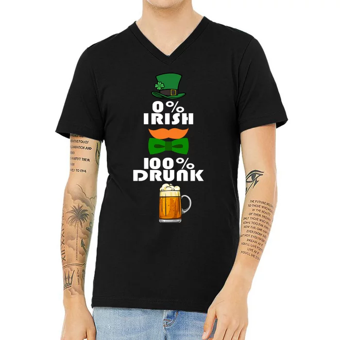 0 Percent Irish 100 Percent Drunk Irish Hipster V-Neck T-Shirt