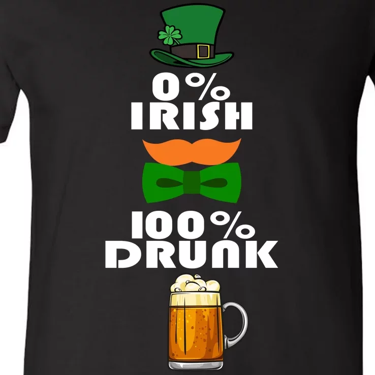 0 Percent Irish 100 Percent Drunk Irish Hipster V-Neck T-Shirt