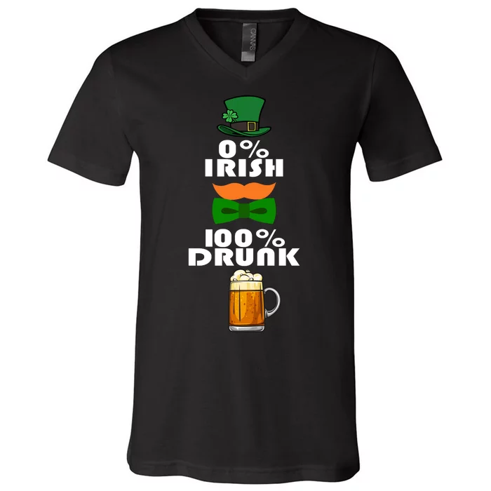 0 Percent Irish 100 Percent Drunk Irish Hipster V-Neck T-Shirt