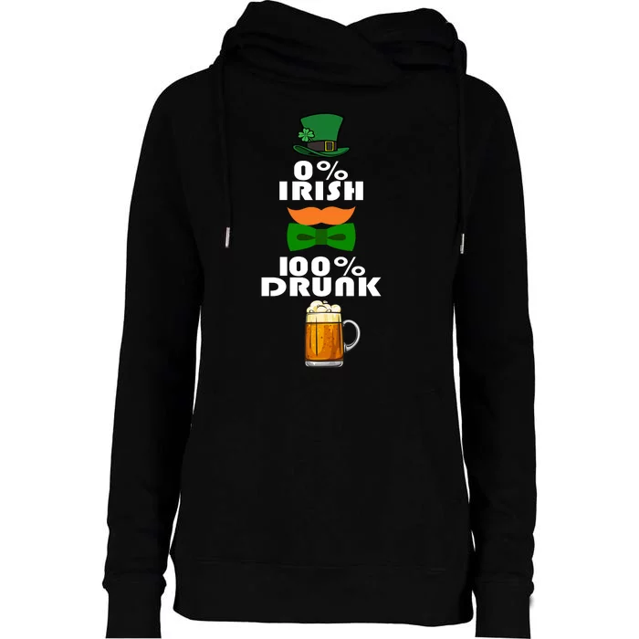 0 Percent Irish 100 Percent Drunk Irish Hipster Womens Funnel Neck Pullover Hood