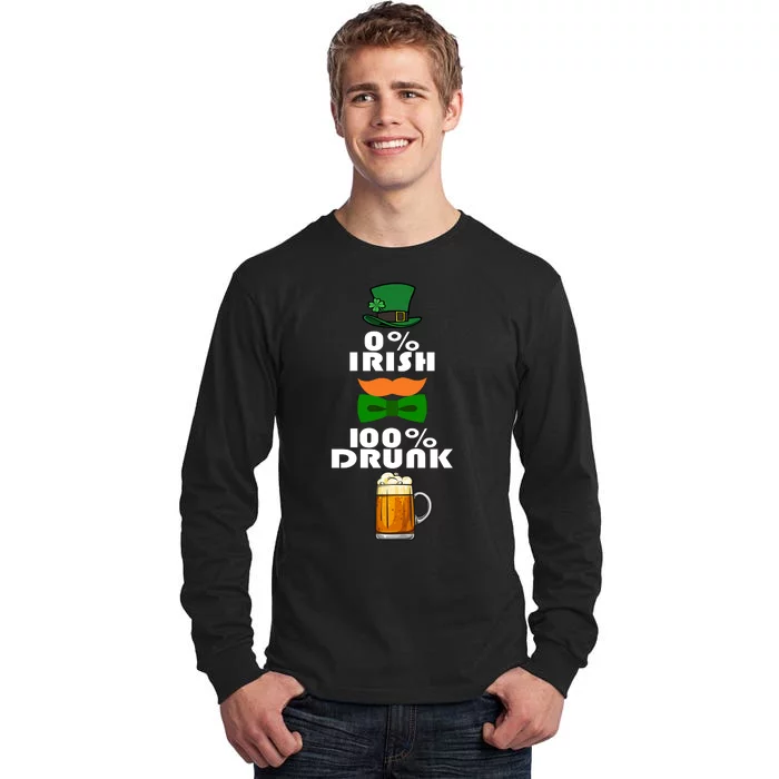 0 Percent Irish 100 Percent Drunk Irish Hipster Tall Long Sleeve T-Shirt