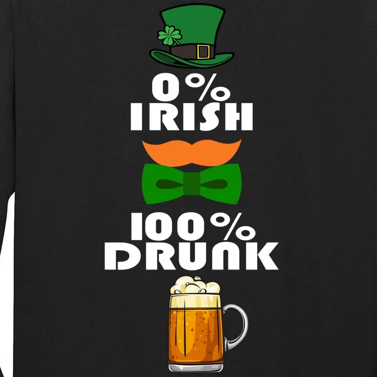 0 Percent Irish 100 Percent Drunk Irish Hipster Tall Long Sleeve T-Shirt