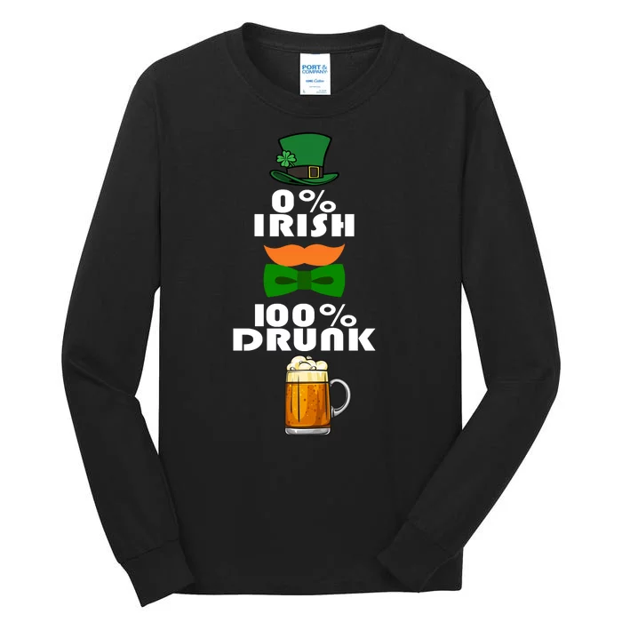 0 Percent Irish 100 Percent Drunk Irish Hipster Tall Long Sleeve T-Shirt