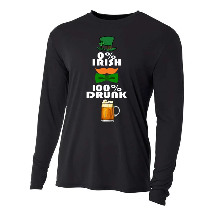 0 Percent Irish 100 Percent Drunk Irish Hipster Cooling Performance Long Sleeve Crew