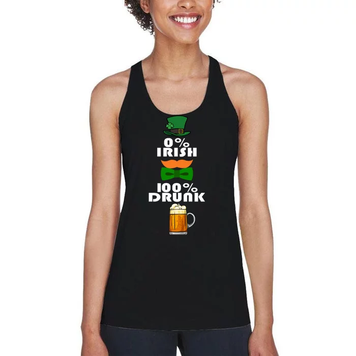 0 Percent Irish 100 Percent Drunk Irish Hipster Women's Racerback Tank