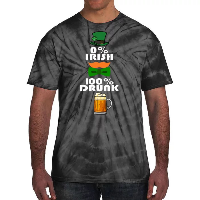 0 Percent Irish 100 Percent Drunk Irish Hipster Tie-Dye T-Shirt