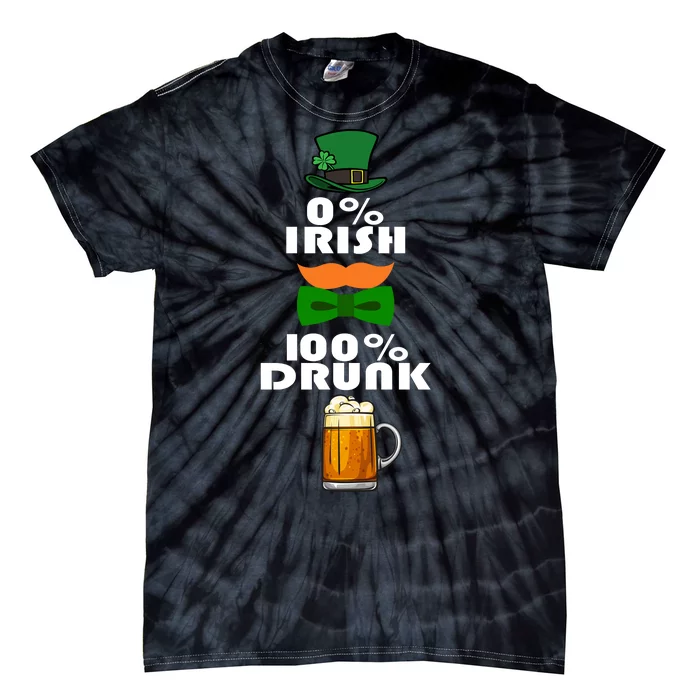 0 Percent Irish 100 Percent Drunk Irish Hipster Tie-Dye T-Shirt