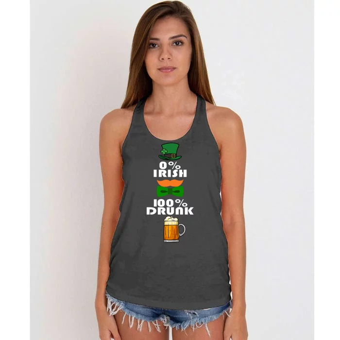 0 Percent Irish 100 Percent Drunk Irish Hipster Women's Knotted Racerback Tank