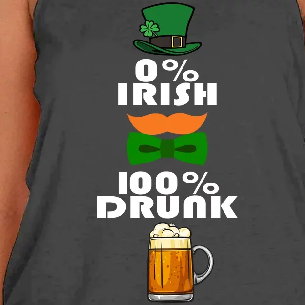 0 Percent Irish 100 Percent Drunk Irish Hipster Women's Knotted Racerback Tank