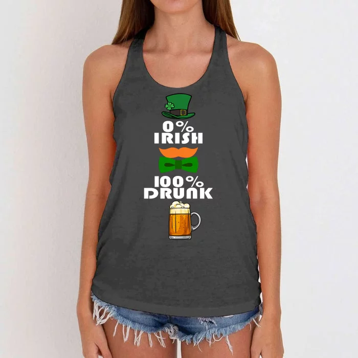 0 Percent Irish 100 Percent Drunk Irish Hipster Women's Knotted Racerback Tank