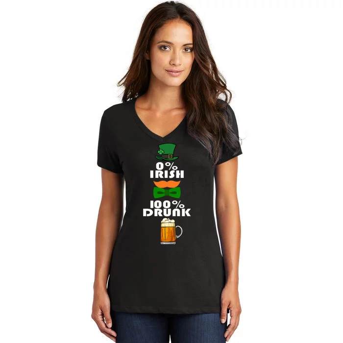 0 Percent Irish 100 Percent Drunk Irish Hipster Women's V-Neck T-Shirt