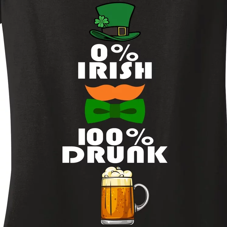 0 Percent Irish 100 Percent Drunk Irish Hipster Women's V-Neck T-Shirt