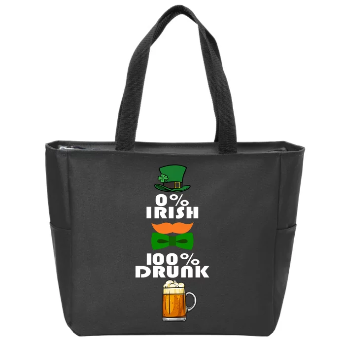 0 Percent Irish 100 Percent Drunk Irish Hipster Zip Tote Bag