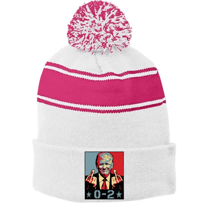 0 2 Funny Trump 2024 Stripe Pom Pom Beanie