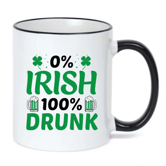 0% Irish 100% Drunk, St Patrick's Day Black Color Changing Mug