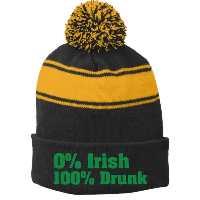 0% Irish 100% Drunk Stripe Pom Pom Beanie