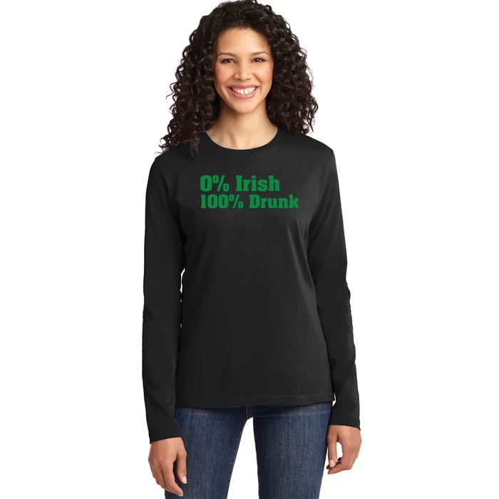 0% Irish 100% Drunk Ladies Long Sleeve Shirt