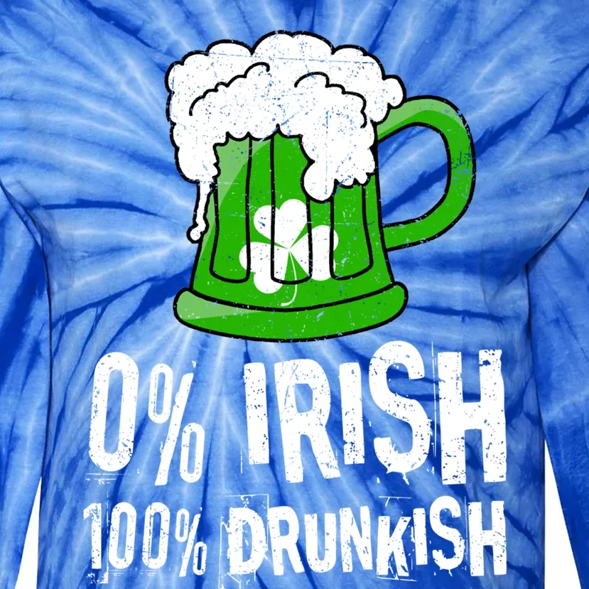 0% Irish 100% Drunkish Draft Beer Shamrock St Patrick's Day Gift Tie-Dye Long Sleeve Shirt