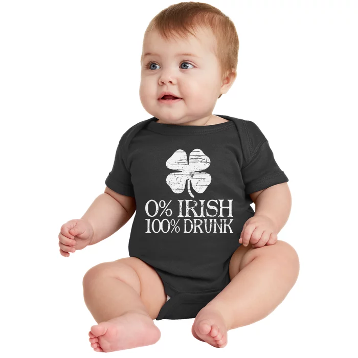 0 Irish 100 Drunk Vintage St. Patrick Day Gifts Baby Bodysuit