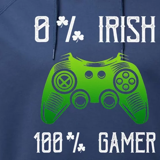 0 Irish 100 Gamer Funny St Patricks Day Video Games Performance Fleece Hoodie