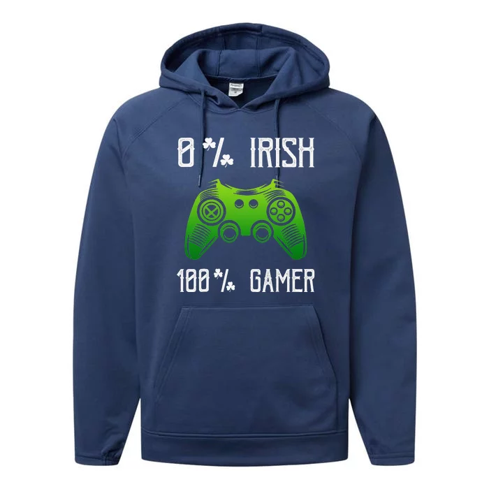 0 Irish 100 Gamer Funny St Patricks Day Video Games Performance Fleece Hoodie