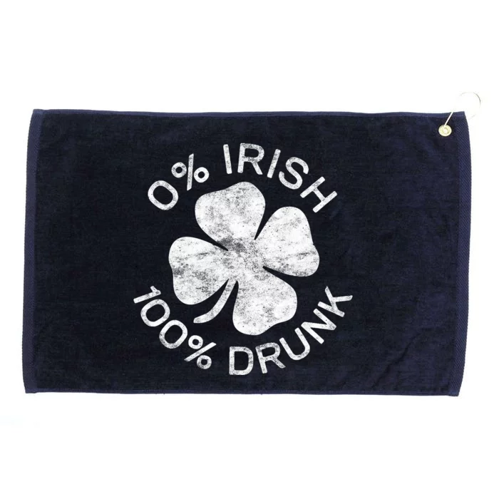 0% Irish 100% Drunk Vintage Saint Patricks Day Grommeted Golf Towel