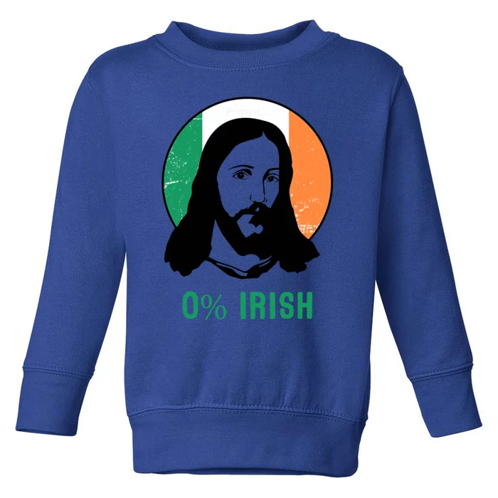 0% Irish Ireland Flag Jesus St Patricks Day Gift Toddler Sweatshirt