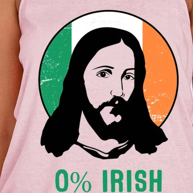 0% Irish Ireland Flag Jesus St Patricks Day Gift Women's Knotted Racerback Tank