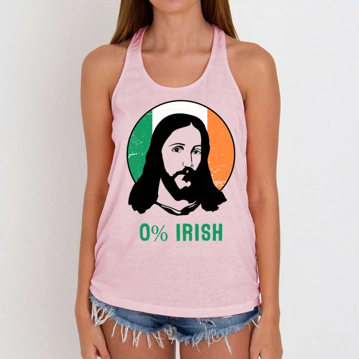 0% Irish Ireland Flag Jesus St Patricks Day Gift Women's Knotted Racerback Tank