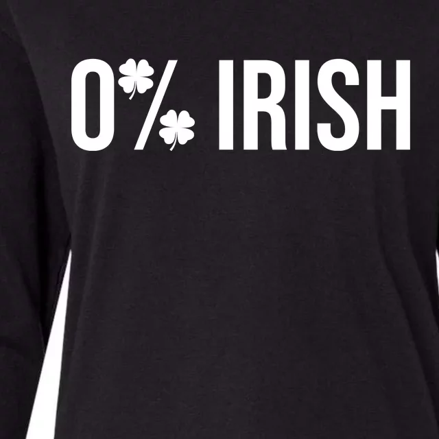 0% Irish Zero Percent Funny St Patricks Day Womens Cotton Relaxed Long Sleeve T-Shirt