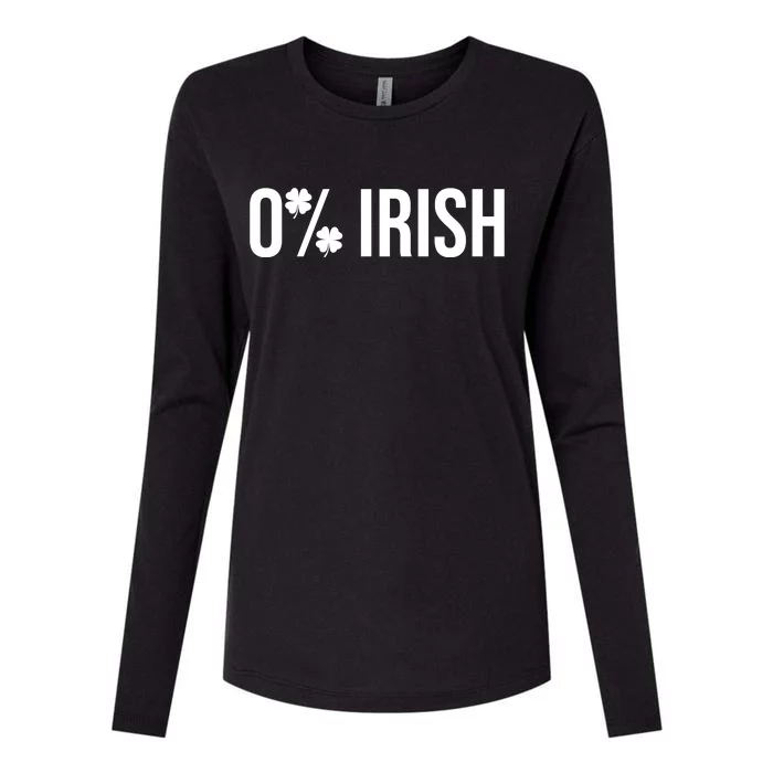 0% Irish Zero Percent Funny St Patricks Day Womens Cotton Relaxed Long Sleeve T-Shirt