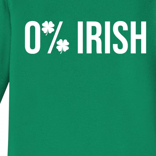 0% Irish Zero Percent Funny St Patricks Day Baby Long Sleeve Bodysuit