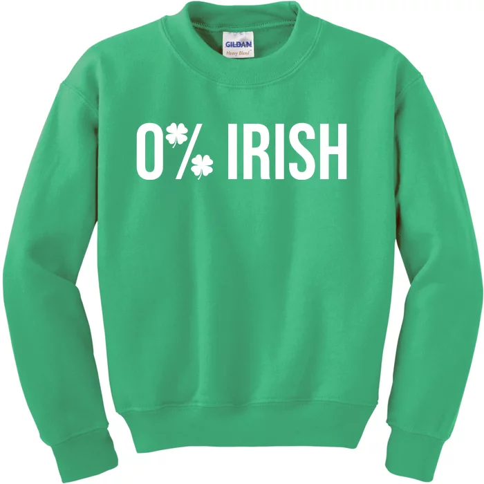 0% Irish Zero Percent Funny St Patricks Day Kids Sweatshirt