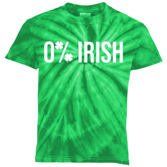 0% Irish Zero Percent Funny St Patricks Day Kids Tie-Dye T-Shirt