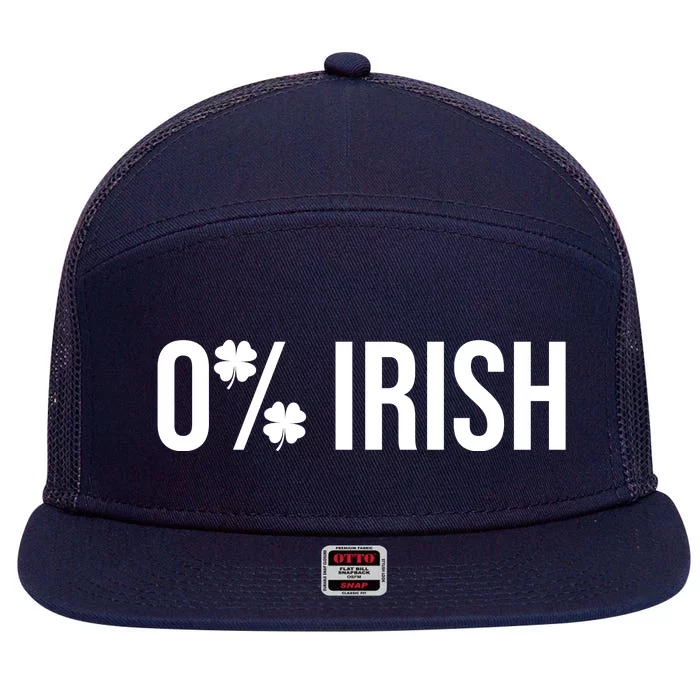 0% Irish Zero Percent Funny St Patricks Day 7 Panel Mesh Trucker Snapback Hat