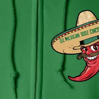 0 Mexican 100 Cinco De Mayo Funny Chilli Full Zip Hoodie