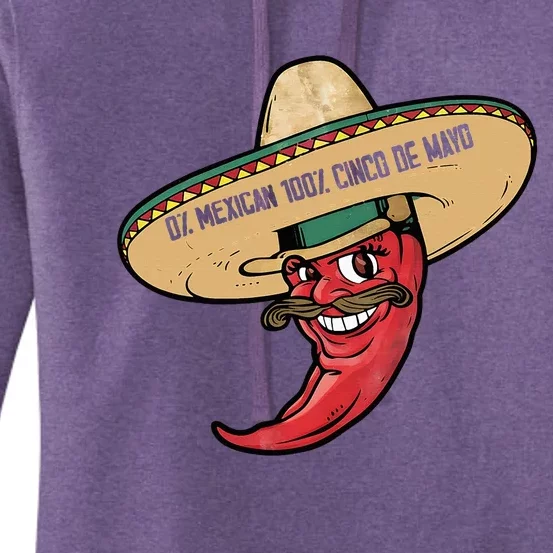 0 Mexican 100 Cinco De Mayo Funny Chilli Women's Pullover Hoodie