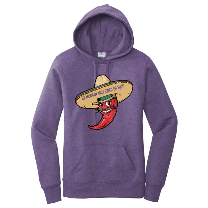 0 Mexican 100 Cinco De Mayo Funny Chilli Women's Pullover Hoodie