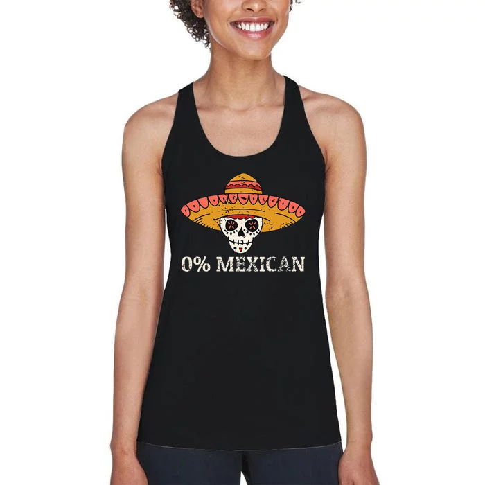 0 Mexican Skull Sombrero Vintage Women's Racerback Tank