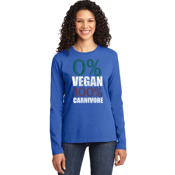 0% Vegan Gift Meat Eater Carnivore Bbq Smoker Grillfather Gift Ladies Long Sleeve Shirt