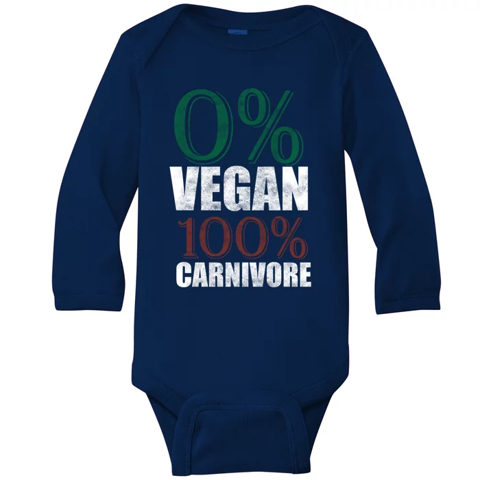 0% Vegan Great Gift Meat Eater Carnivore Bbq Smoker Grillfather Great Gift Baby Long Sleeve Bodysuit