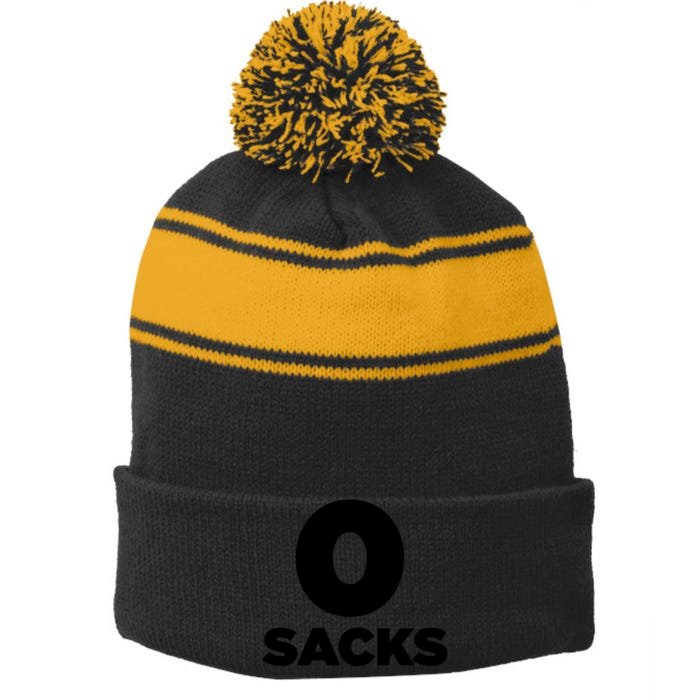 0 Zero Sacks Put It On A F**cking Front & Back Stripe Pom Pom Beanie