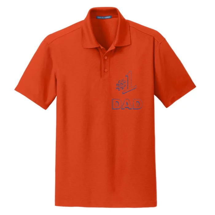 #1 Dad Number One Logo Dry Zone Grid Performance Polo